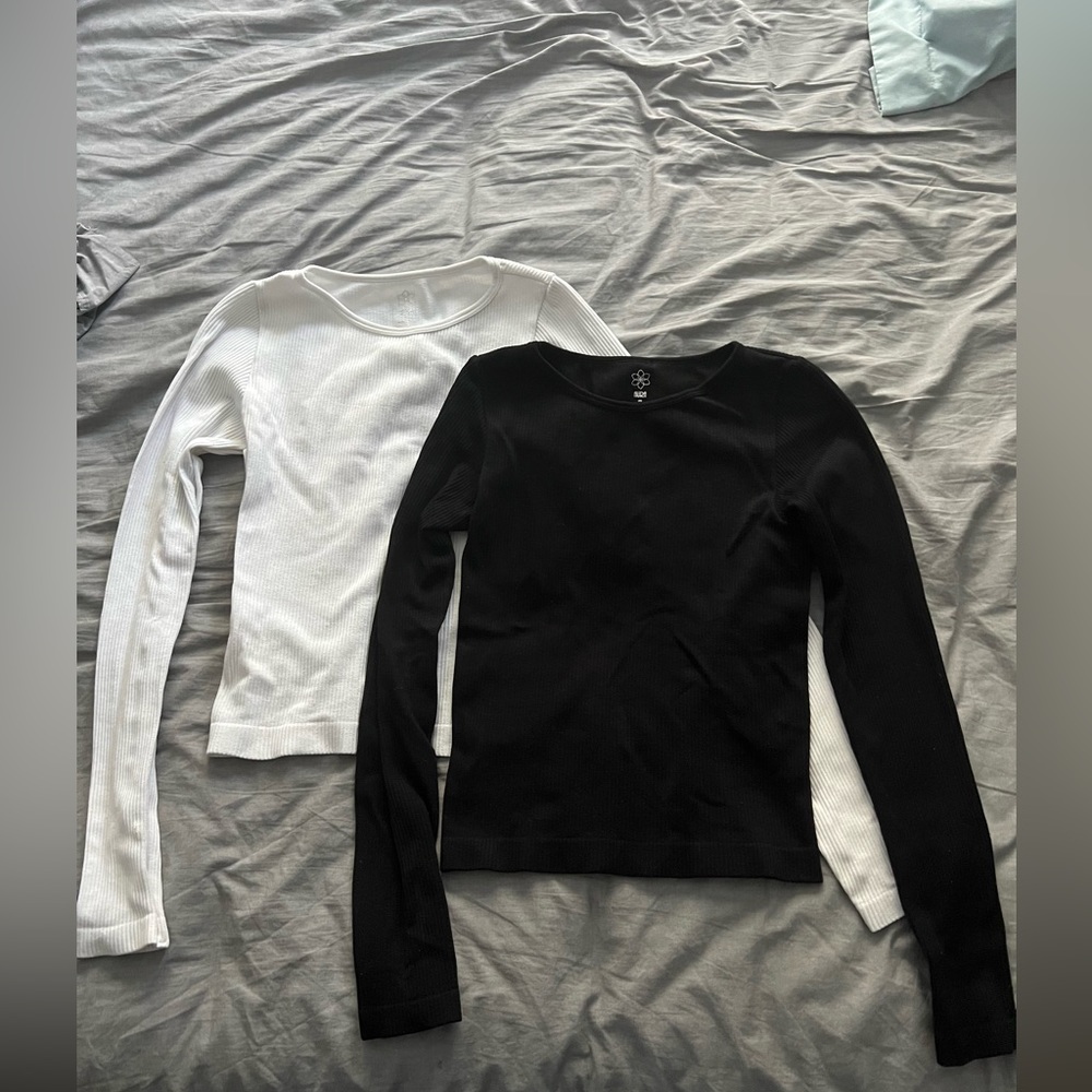 Ribbed long sleeve tops